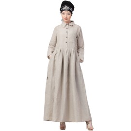 Nazneen 100% Linen Shirt Collar Executive Abaya 