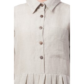 Nazneen 100% Linen Shirt Collar Executive Abaya 