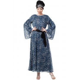 Nazneen Animal Printed Bell Sleeve Casual Abaya