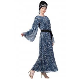 Nazneen Animal Printed Bell Sleeve Casual Abaya