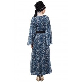 Nazneen Animal Printed Bell Sleeve Casual Abaya