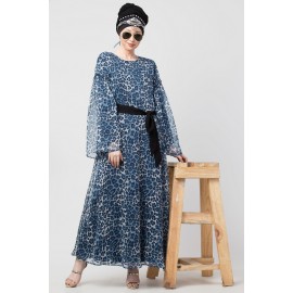 Nazneen Animal Printed Bell Sleeve Casual Abaya