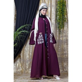 Nazneen Embroidered Pocket Bell Sleeve Casual Abaya