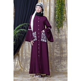 Nazneen Embroidered Pocket Bell Sleeve Casual Abaya