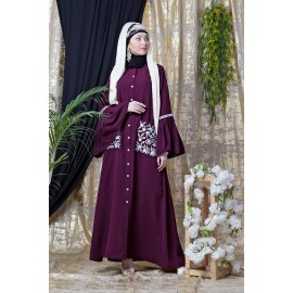 Nazneen Embroidered Pocket Bell Sleeve Casual Abaya