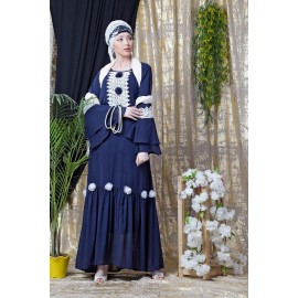 Nazneen Bell Sleeve flowers around knee party Abaya