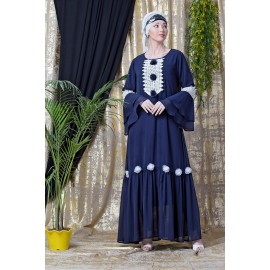 Nazneen Bell Sleeve flowers around knee party Abaya