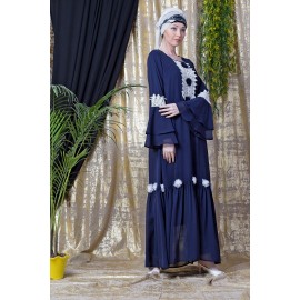 Nazneen Bell Sleeve flowers around knee party Abaya