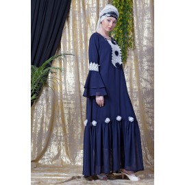 Nazneen Bell Sleeve flowers around knee party Abaya