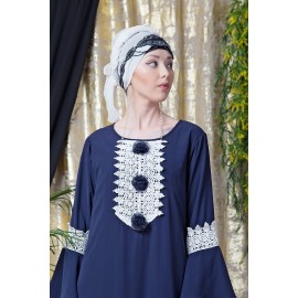 Nazneen Bell Sleeve flowers around knee party Abaya