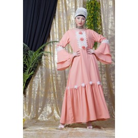 Nazneen Bell Sleeve Flowers Around Knee Party Abaya