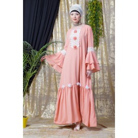 Nazneen Bell Sleeve Flowers Around Knee Party Abaya