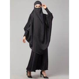 Nazneen Two Pcs Khimer & Skirt Ready To Wear Instant Hijab Cum Naqab Set