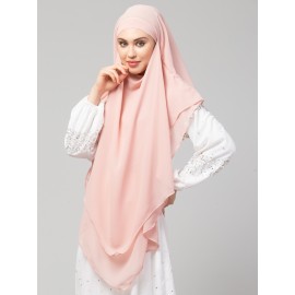 Nazneen Pink Triangle tow layers tie at back Ready to wear Hijab cum Naqab