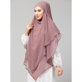 Nazneen Mauve pink Triangle tow layers tie at back Ready to wear Hijab cum Naqab