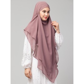 Nazneen Mauve pink Triangle tow layers tie at back Ready to wear Hijab cum Naqab