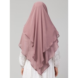 Nazneen Mauve pink Triangle tow layers tie at back Ready to wear Hijab cum Naqab