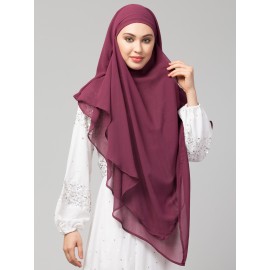 Nazneen Plum Triangle tow layers tie at back Ready to wear Hijab cum Naqab