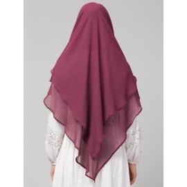 Nazneen Plum Triangle tow layers tie at back Ready to wear Hijab cum Naqab