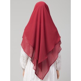 Nazneen Maroon Triangle tow layers tie at back Ready to wear Hijab cum Naqab