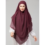 Nazneen Wine Triangle tow layers tie at back Ready to wear Hijab cum Naqab