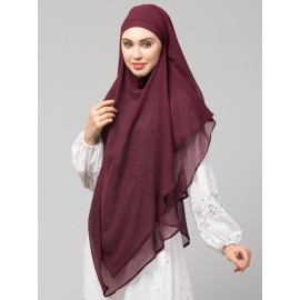 Nazneen Wine Triangle tow layers tie at back Ready to wear Hijab cum Naqab