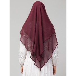 Nazneen Wine Triangle tow layers tie at back Ready to wear Hijab cum Naqab