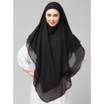 Nazneen Black Triangle tow layers tie at back Ready to wear Hijab cum Naqab