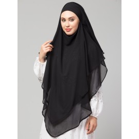 Nazneen Black Triangle tow layers tie at back Ready to wear Hijab cum Naqab