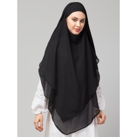 Nazneen Black Triangle tow layers tie at back Ready to wear Hijab cum Naqab