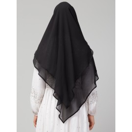 Nazneen Black Triangle tow layers tie at back Ready to wear Hijab cum Naqab