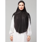 Nazneen Black gathered Instant Ready to Wear Prayer Hijab