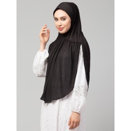 Nazneen Black gathered Instant Ready to Wear Prayer Hijab