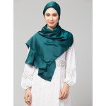 Nazneen Peacock Teal Royal Touch Silky Shiny Solid Hijab