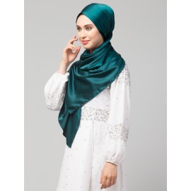 Nazneen Peacock Teal Royal Touch Silky Shiny Solid Hijab