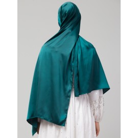 Nazneen Peacock Teal Royal Touch Silky Shiny Solid Hijab