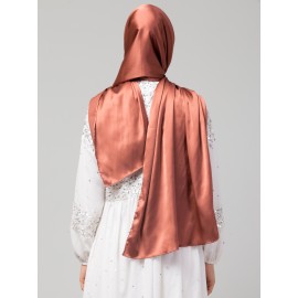 Nazneen Rose gold Royal Touch Silky Shiny Solid Hijab