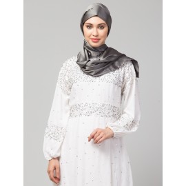 Nazneen Steel Grey Royal Touch Silky Shiny Solid Hijab