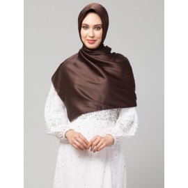 Nazneen Chocolate Brown Royal Touch Silky Shiny Solid Hijab