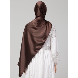 Nazneen Chocolate Brown Royal Touch Silky Shiny Solid Hijab