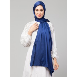 Nazneen Royal blue Royal Touch Silky Shiny Solid Hijab