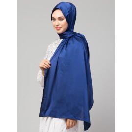 Nazneen Royal blue Royal Touch Silky Shiny Solid Hijab