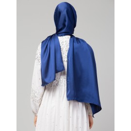Nazneen Royal blue Royal Touch Silky Shiny Solid Hijab