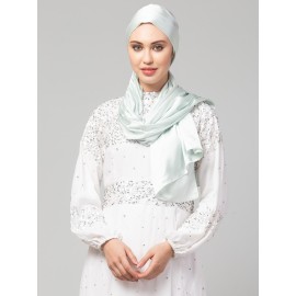 Nazneen Sea Foam Royal Touch Silky Shiny Solid Hijab
