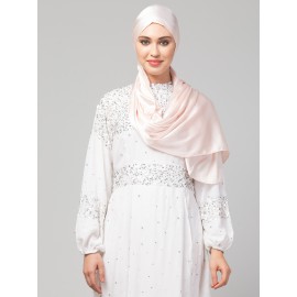 Nazneen Pastel Pink Royal Touch Silky Shiny Solid Hijab