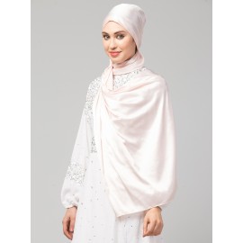 Nazneen Pastel Pink Royal Touch Silky Shiny Solid Hijab