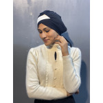 Nazneen Contrast Band Criss Cross ready to wear Turban Hijab