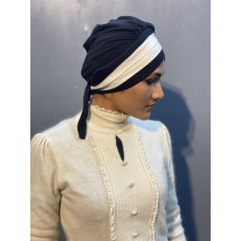 Nazneen Contrast Band Criss Cross ready to wear Turban Hijab