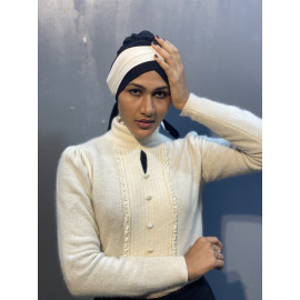 Nazneen Contrast Band Criss Cross ready to wear Turban Hijab