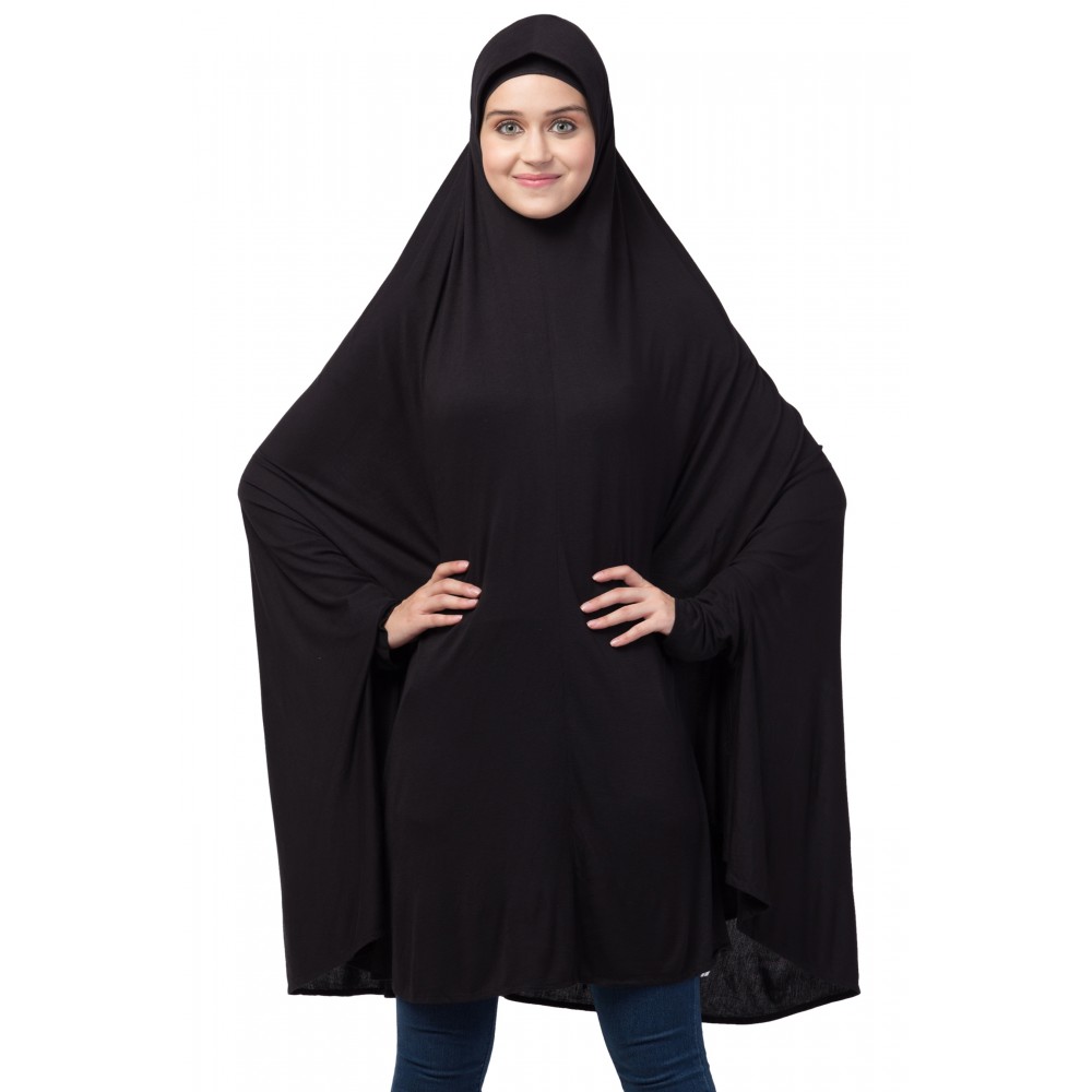 Nazneen stretchable with sleeve, knee length Jilbab cum prayer khimer Hijab